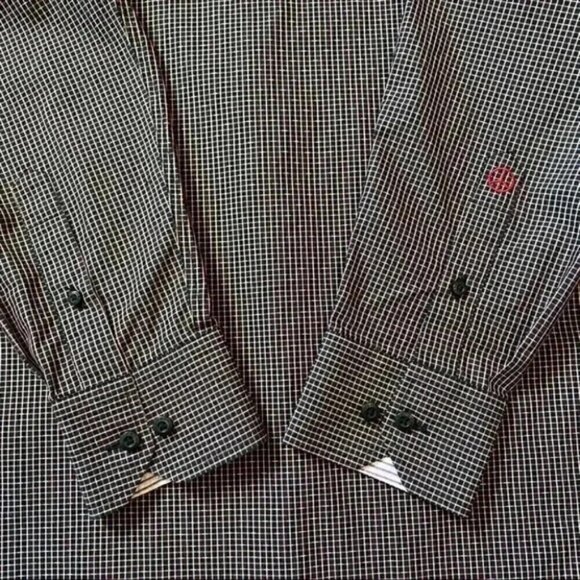 English Laundry John Lennon Plaid Button Down Long Sleeve Shirt Black Red Small - Picture 12 of 16
